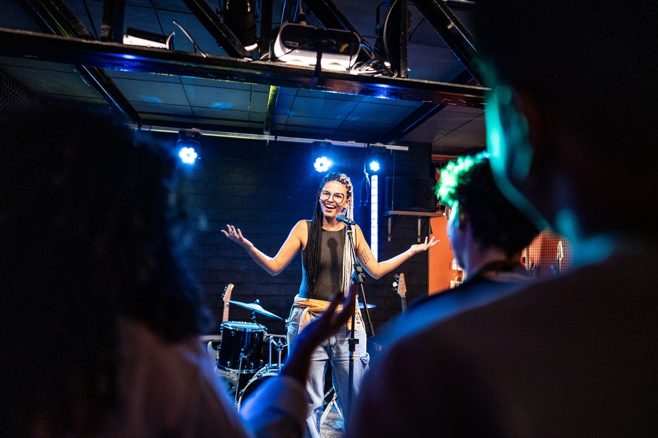 Person speaking at an event